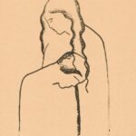 Two figures embracing in a simple line drawing.